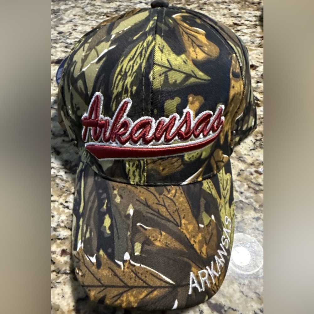 Arkansas Hunting Fishing Outdoor Camo Camouflage Hat Cap Green/Brown SnapBack
